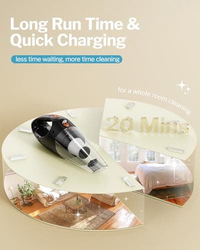 Powools Handheld Vacuum Cordless with 2 Filters, Car Vacuum Cleaner High Power with Fast Charge Tech, Portable Rechargeable Mini Vacuum with Large-Capacity Battery, Orange, 14.3"X4.6"X4.0" 5