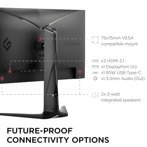 ViewSonic XG275D-4K 27 Inch 4K UHD Gaming Monitor with Switchable Refresh Rate Up to 320Hz, 0.5ms Response Time, AMD FreeSync Premium, Advanced Ergonomics, HDMI, DisplayPort, and 65W USB-C 8