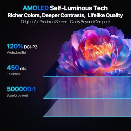 XBONFIRE 16" OLED Portable Monitor, 3K 2880x1800 120Hz 0.1ms 120% DCI-P3 500000:1 Contrast USB-C HDMI OLED Monitor with VESA Kickstand Speaker Ultra-Slim External Display for Laptop PC Phone Gaming 2