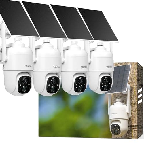 SOVMIKU 4CQ1 AI 2K Solar Security Camera Wireless Outdoor, Battery Powered, Two Way Audio, PIR Motion Detection, 360° View Pan/Tilt,Easy to Setup, Color Night Vision, Audible Flashlight Siren,SD Slot