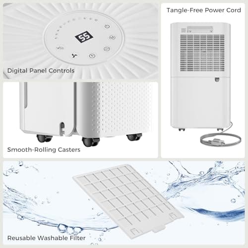 Ukoke 32 Pint Dehumidifier for 1750 Sq. Ft – Energy Star Most Efficient, Auto Drain, 3 Smart Modes, Quiet Operation, Portable Moisture Remover for Medium Rooms, Basements, Bedrooms, RVs 7
