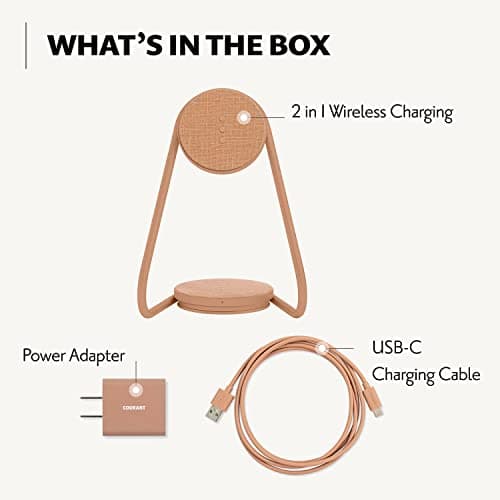 COURANT MAG:2 Wireless Charging Stand - Belgian Linen, 2 in 1 Multi-Device Charger - Magnetic Stand for MagSafe iPhones 16, 15, 14, 13, 12 with Charging Base for AirPod Cases, (Camel) 6