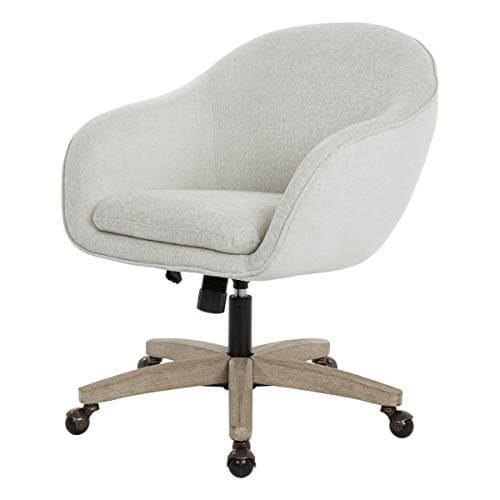 OSP Home Furnishings Nora Office Chair in Dove Faux Leather with Grey Brush Wood Base KD 6