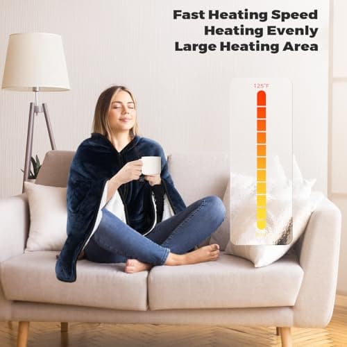 Portable USB Heated Blanket Shawl, 3 Heating Levels, Indoor and Outdoor Use 5