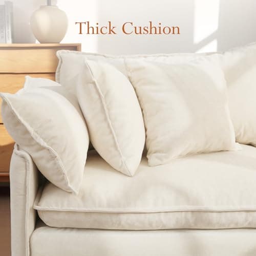 Vesgantti 108" Modular Sectional Sofa, Comfy Cloud Couch with Movable Ottoman Deep Seat Chenille L Shaped Modular Sofa, Sectional Couches for Living Room, Bedroom and Apartment, Beige 11