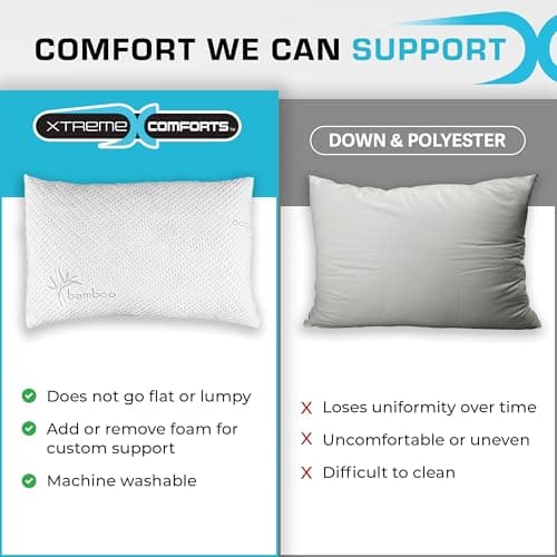 Xtreme Comforts Pillows for Sleeping - Adjustable King Memory Foam Pillow for Side, Back & Stomach Sleepers w/Removable Cooling Zipper Cover - Made in The USA 5