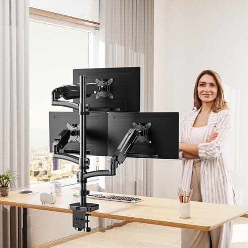 MOUNT PRO Triple Monitor Mount for Max 32" Computer Screen, Adjustable 3 Monitor Desk Mount, up to 19.8lbs Each, Three Display Arm with Tilt Swivel Rotation, VESA Mount 75x75/100x100mm 8