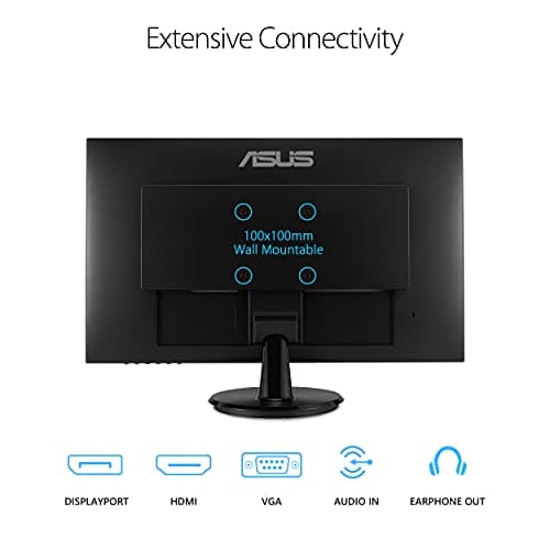 ASUS 27” 1080P Monitor (VA27DQ) - Full HD, IPS, 75Hz, Speakers, Adaptive-sync/FreeSync™, Low Blue Light, Flicker Free, VESA Mountable, Frameless, HDMI, VGA, DisplayPort, Tilt Adjustable, Black 5