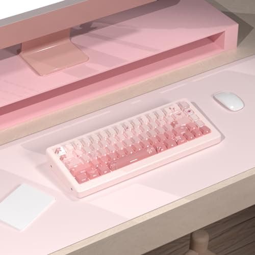 Tsungup PBT Keycaps Cherry Blossom Keycap Set - Custom Side Print Pink Keycaps,135 Keys Gradient DoubleShot Sakura Key caps Cherry Profile Keyboard Key caps for Mechanical Keyboards 7