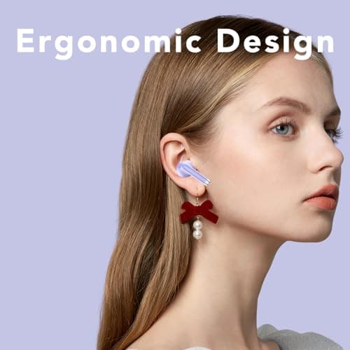 Wireless Earbuds, 2025 New Bluetooth 5.4 Headphones HiFi Stereo with 4 ENC Mic, 40H Mini Ear Buds In-Ear Noise Cancelling Earbuds with Screen, Ultra Light Bluetooth Earphones Purple for Android iOS 7