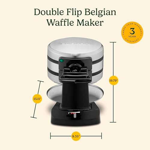 Cuisinart Double Flip Belgian Waffle Maker, WAF-F40NAS, Stainless Steel, Grey and Black 8