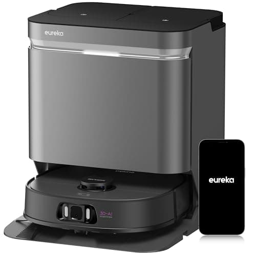 Eureka J15 Ultra Self Emptying Robot Vacuum, 19,000 Pa Suction, Flex-Arm Design, 167℉ Water Washing & 131°F Air Drying, AI Obstacle Avoidance, Black