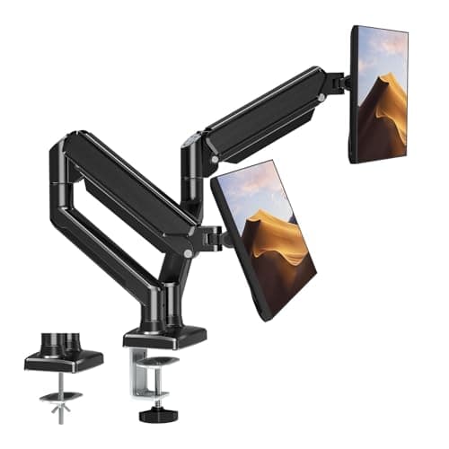 ErgoFocus Dual Monitor Mount Fits 13 to 32 Inch Computer Screen, Dual Monitor Arm Hold 4.4-19.8lbs Each, Full Motion Monitor Desk Mounts for 2 Monitors, Gas Spring Monitor Stand, VESA Mount