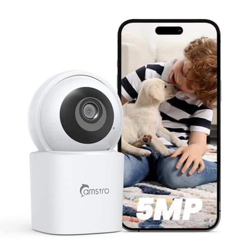 CAMSTRO 3K Security Camera Indoor,360° WiFi Camera for Home Security,Pan/Tilt,2.4/5 GHz Pet/dog/baby Camera with phone app,Night Vision, 2-Way Audio, 24/7,SD/Cloud Storage,Works with Alexa&Google Home