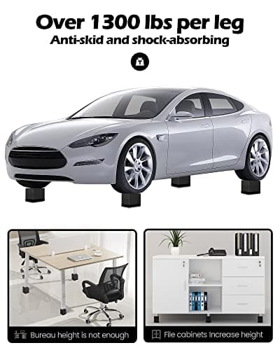 Furniture Risers, Tclouda Bed/Sofa/Desk/Table/Chair Leg/Fridge Lifts to 1.5, 3 and 4 in, Rectangle Adjustable Risers Blocks for Extenders, Heavy Duty Supports Up to 1300 Lbs, 1.5 in-Black-Square 5