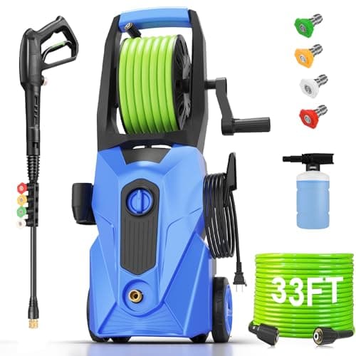 Commowner Electric Pressure Washer 5000 PSI 4.0 GPM Power Washers Electric Powered with 33ft Hose, 4 Nozzle and Foam Cannon, Powerwashers Cleaner Machine for Home, Cars, Patio, Blue