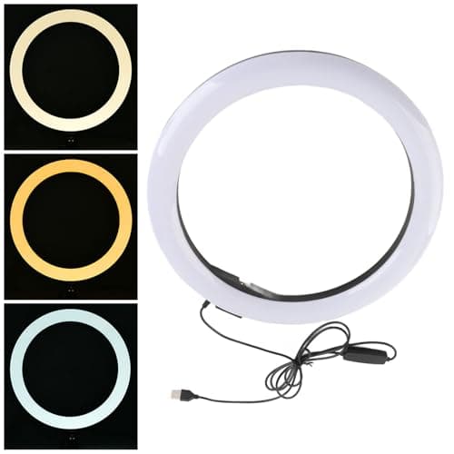 12-Inch LED Video Light with Phone Clip, 3200K-5600K Dimmable Ring Light, Ball Head Mount for Video Recording, Makeup, Conference Lighting 7