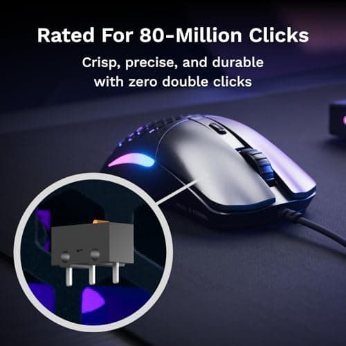 GLORIOUS Model O Eternal Ultralight RGB Gaming Mouse - Wired - 55g Lightweight - Customizable RGB Lighting - 6 Programmable Buttons - Symmetrical Design - 12K DPI Optical Sensor - PC/Mac - Black 6