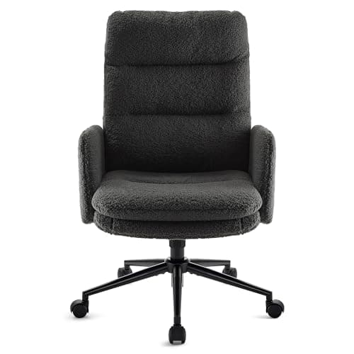IWMH Swivel Office Desk Chair, High-Back Armchair with Wheels, Height Adjustable Home Office Chair with Armrests,Upholstered Computer Task Chair, Leisure Armchair Cashmere (Dark Grey)