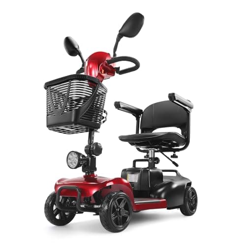 Puvirecn 4 Wheel Mobility Scooter - Foldable Mobility Scooters for Adults, Long Range 15 Miles, Max Load of 330lbs, All Terrain Mobility Scooter with Basket & Cup Holder