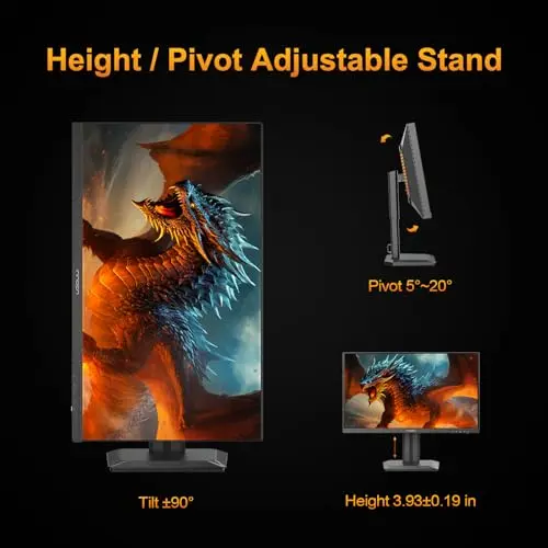 INNOCN 24.5" 2K QHD 2560 x 1440P 240Hz Monitor, Gaming Console Ready, Mini-LED Precisely Local Dimming, Monitor for Mac, HDMI 2.1, DP 1.4, Height Pivot Adjustable Stand, Black - 25M2S 7