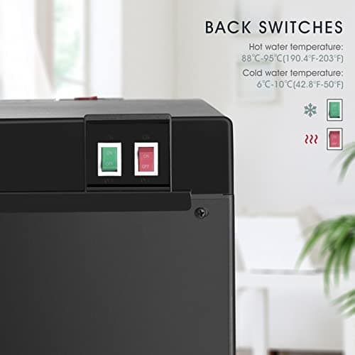 COSVALVE Bottom Loading Water Dispenser for 5 Gallon Bottles, 3 Temperature Settings Hot Cold & Room Water w/Child Safety Lock, Empty Bottle Indicator, Freestanding for Home Office Kitchen 5