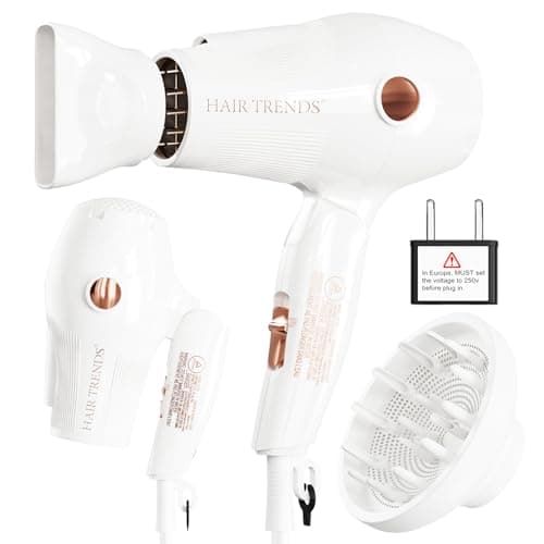 Travel Hair Dryer Mini with Diffuser&Concentrator,110~250V Dual Voltage Hair Dryer Blow Dryer Mini Size for European Travel, Portable Blow Dryers for Women and Men with EU Plug
