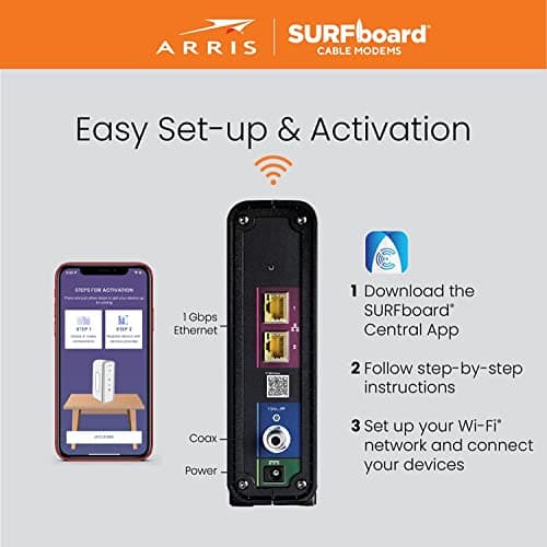 ARRIS (SBG10-RB) - Modem Router Combo - DOCSIS 3.0 16 x 4 Gigabit & AC1600 WiFi, [Check with your provider for compatibility]400 Mbps Max Internet Speeds - Renewed 8