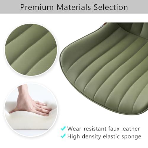 YOUNIKE Armless Home Office Desk Chair with Wheels Compact Comfy Vanity Chair with Adjustable Back Modern Small Leather Upholstered Rolling Swivel Cute Task Drafting Sewing Chair No Arms Olive Green 10