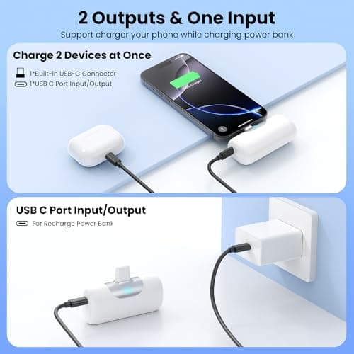 [2 Packs]Mini Portable Charger for iPhone 17/16, 5500mAh LCD Display USB C Power Bank,Fast Phone Charging Travel Pocket Size Battery Pack for iPhone 17/17 Pro/17 Pro Max/Air/16/15 Series,Android,etc 5