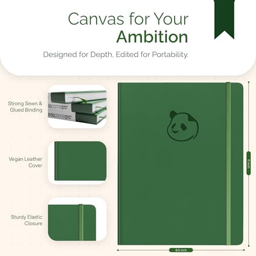 Panda Planner Pro A4 Daily Planner 2026 – 6 Month Undated Daily Productivity Planner with Large 8.5x11 Layouts, Weekly & Monthly Calendar Planner, Goal Tracker, Habit Tracker & Time Management Organizer – Dark Green 7