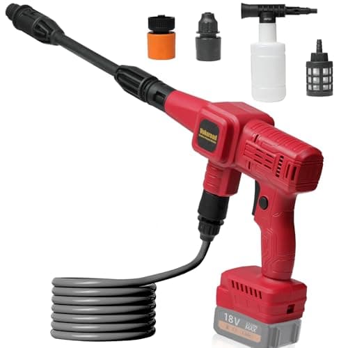 Cordless Pressure Washer for Milwaukee M18 Battery, Portable Handheld Power Washer Maximum 980PSI with 16.5FT Drain Hose for Car Floor Wall Fence Bike Cleaning Garden Watering (Battery Not Included)
