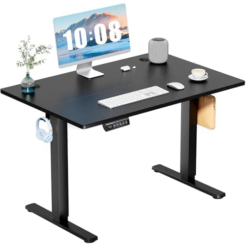 Smug Standing Desk, Adjustable Height Electric Sit Stand Up Computer Table, 48x24 Inch Ergonomic Rising Modern Lift Motorized Gaming Desktop Workstation for Work Home Office - Modern Black