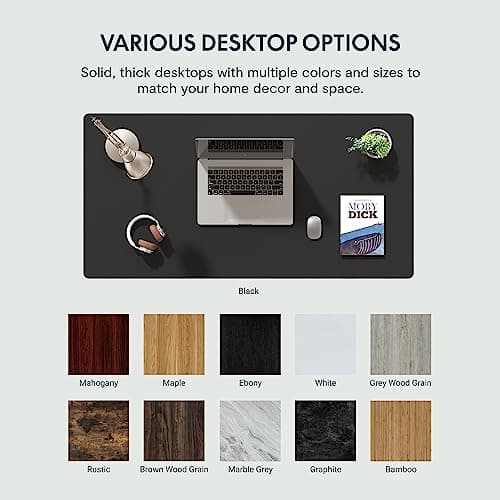 FLEXISPOT 48" x 30" Electric Standing Desk, One-Piece Desktop, White Frame & Black Top (One Box) 8