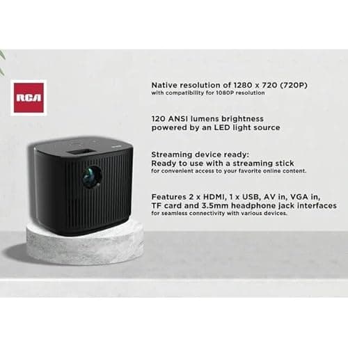 RCA 720P Home Theater Projector, 1280 x 720 (720P), 4" LCD technology, 120 ANSI lumens, 32" to 140" (diagonal), 2 x HDMI - RPJ181-BLACK (Renewed) 5