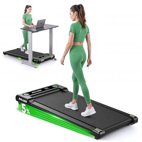 FUNRAY Walking Pad with Incline, Under Desk Treadmill with 2 Control Options, Ultra Slim Design and Double Shock Absorption, LED Display, Powerful and Quiet Treadmill for Walking/Jogging