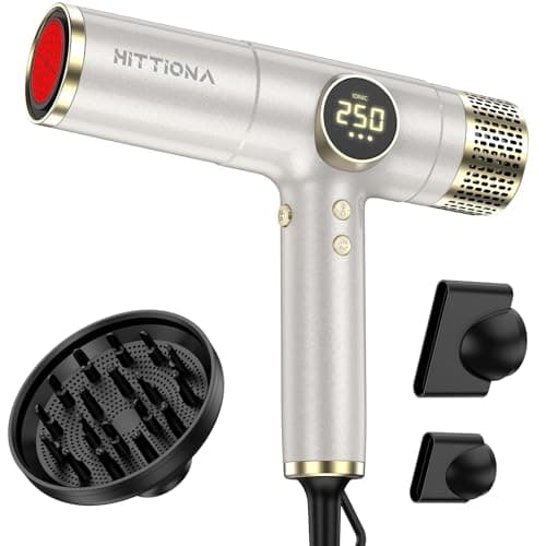 Infrared Ionic Hair Dryer with Diffuser - 2000W Dual Voltage Blow Dryer Gift for Women, Fast Drying, Frizz Control, Lightweight & Low Noise, Red Light & Negative Ions, European Travel 110V-240V