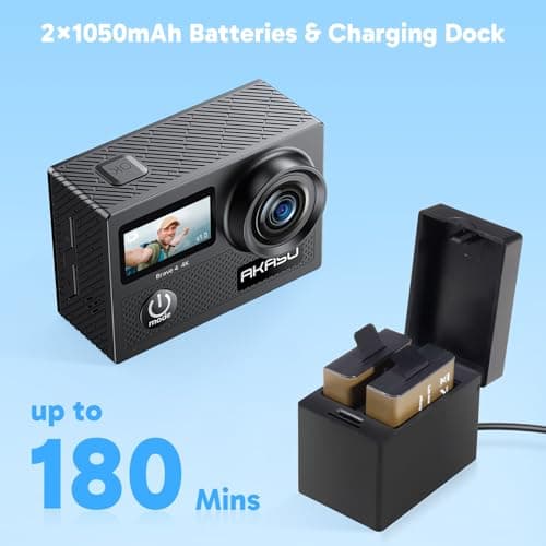 AKASO Brave 4 Action Camera 4K 30fps with 64GB MicroSD U3 Card Bicycle Helmet Accessories Kit Bundle, 20MP Ultra HD 131FT Waterproof Underwater Camera EIS WiFi Remote Control 5X Zoom Sport Cameras 8
