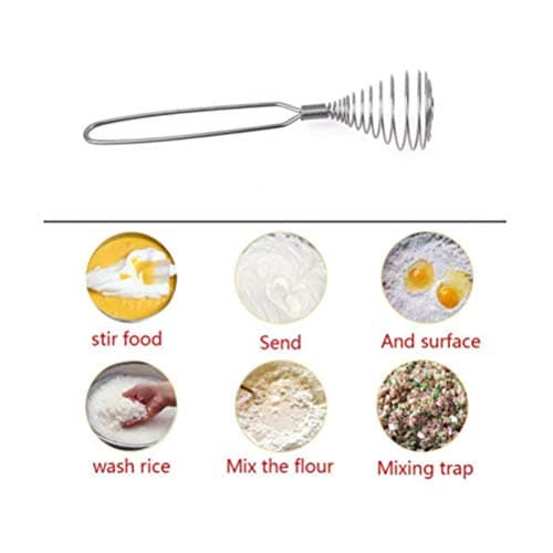 Mini French Spring Whisk, 7.56 Inch Silver Stainless Steel Spring Coil Whisk, Hand Eggbeater Egg Mixer Whisk Blender Stirring Beater 7