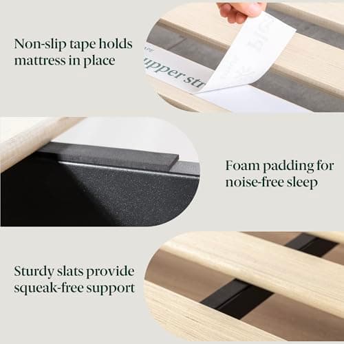 ZINUS Suzanne 37 Inch Metal and Wood Platform Bed Frame / Solid Wood & Steel Construction / No Box Spring Needed / Wood Slat Support / Easy Assembly, Chestnut Brown, Queen 7