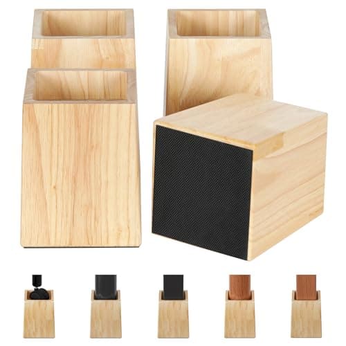TQVAI Bed Risers Heavy Duty, Support 2200 lbs, 1-in Deep Anti-Fall Edge, 4 Pack Wooden Furniture Bed Lifts Risers with Non-Slip Pads for King Queen Twin Full Size Frame, Original, 5" H(Inner 4" H)