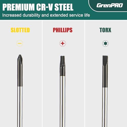 GRENPRO 10-Piece Precision Screwdriver Set, Magnetic Small Screwdrivers with Phillips, Slotted, Torx Star for Eyeglass, Watch, Computer, Laptop, Phone,Green 5