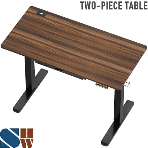 SHW 48-Inch Electric Height Adjustable Standing Desk with Drawer, Memory Preset and Cable Management Tray, Walnut 9