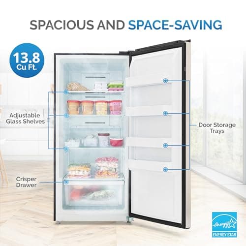 Newair Upright Freezer | 13.8 Cu. Ft., Garage-Ready Stand Up Freezer with Digital Controls, Auto Defrost, Fast Freeze Mode & LED Lighting | Stainless Steel 4