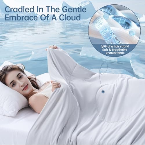 OtterOasis Cooling Comforter Twin Size for Hot Sleepers, 68"x90" Summer Cooling Blanket for Night Sweats, Silk Soft Lightweight Breathable All-Season Grey Cooling Quilt Blanket 7