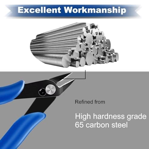 OOTDAY Wire Cutters, 4.9 inch Flush Cutters, Jewelry Making Tools with Internal Spring, Cable Cutters with Smooth Handle for Component Foot, Electronic Component, Plastic Edge, Jewelry 7
