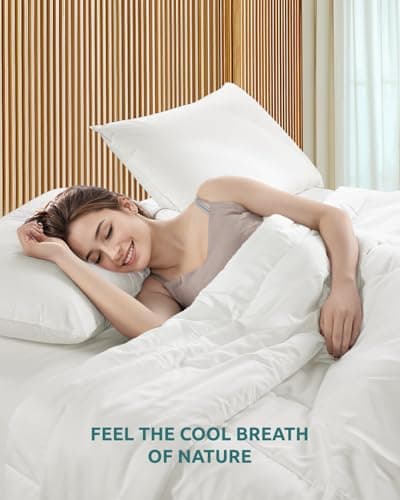 Shilucheng Cooling Comforter King Size, 100% Viscose Derived from Bamboo_ Shell, Luxurious Lightweight Blanket for Hot Sleepers, Breathable Soy Fiber and Bamboo_ Fill Duvet Insert (White) 7