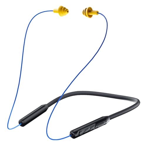MIPEACE Bluetooth Earplug Headphones, Neckband Wireless Earbuds earplugs-29db Noise Reduction isolating in-Ear earplug Earphones and Controls,IPX6 sweatproof,20+Hour Battery(Blue)