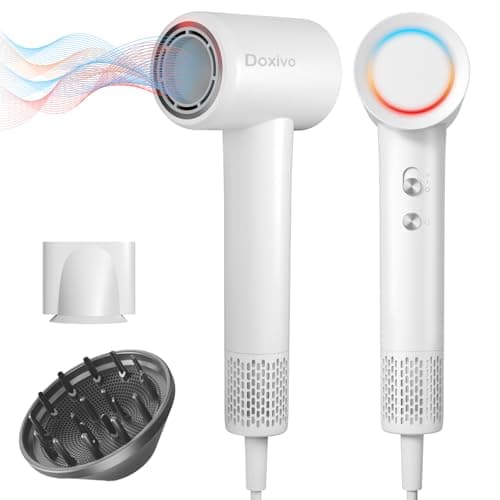 Professional Hair Dryer - 130000 RPM High Speed Brushless Motor Negative Ionic Blow Dryer for Fast Drying, Low Noise Thermo-Control Hairdryer with Magnetic Diffuser & Nozzle for Women for Home Travel