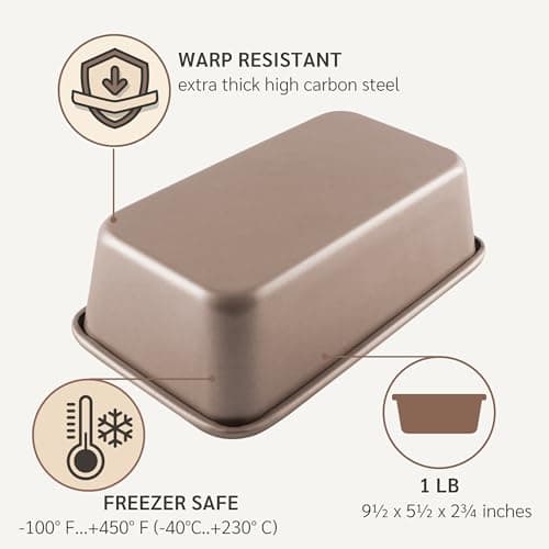 HAPPIELS Nonstick 9x5 inch Bread Loaf Pan for Oven | PFOA & BPA Free Non Toxic Loaf Tin | Molds for Baking | Best 9 x 5 Non stick Bakeware | Nontoxic 5x9 Banana Bread Mold Pans & Tins 6